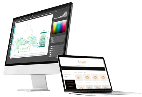 Diseño de página web en ordenador y portátil